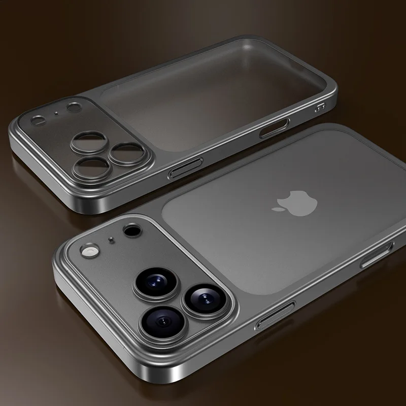 (iphone 17, Gris) Funda Para Teléfono Ultrafina Semitransparente Con Protección De Marco.