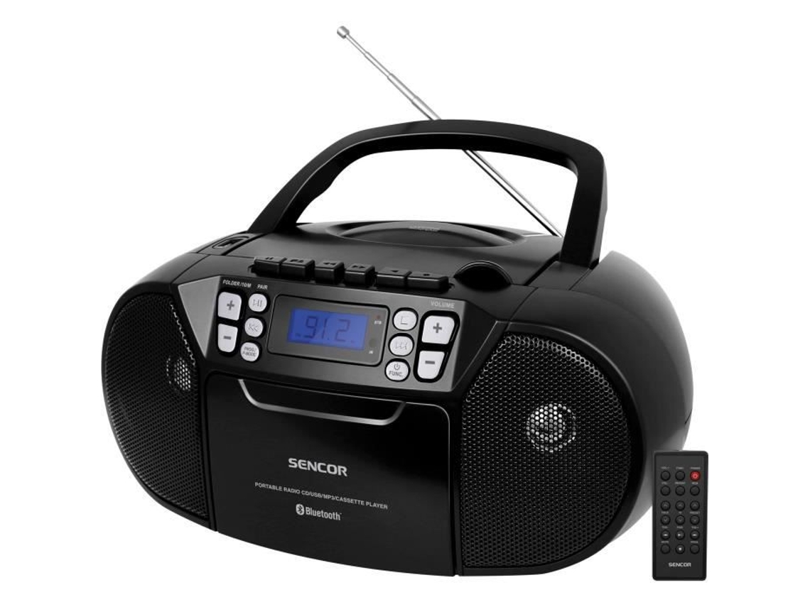 Reproductor de CD/casete Sencor Spt 3907 B 4 W Bluetooth negro