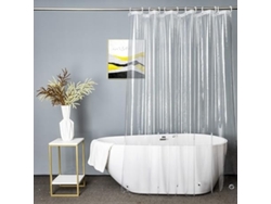 Cortina de ducha transparente extra larga de 180 x 200 cm, transparente Wellngs Jortmrd