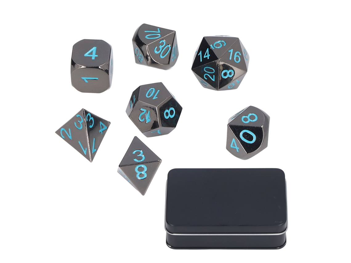 Juego De 7 Dados Poliédricos De Metal Para Juegos De Rol, Juegos De Mesa Y Enseñanza De Matemáticas.
