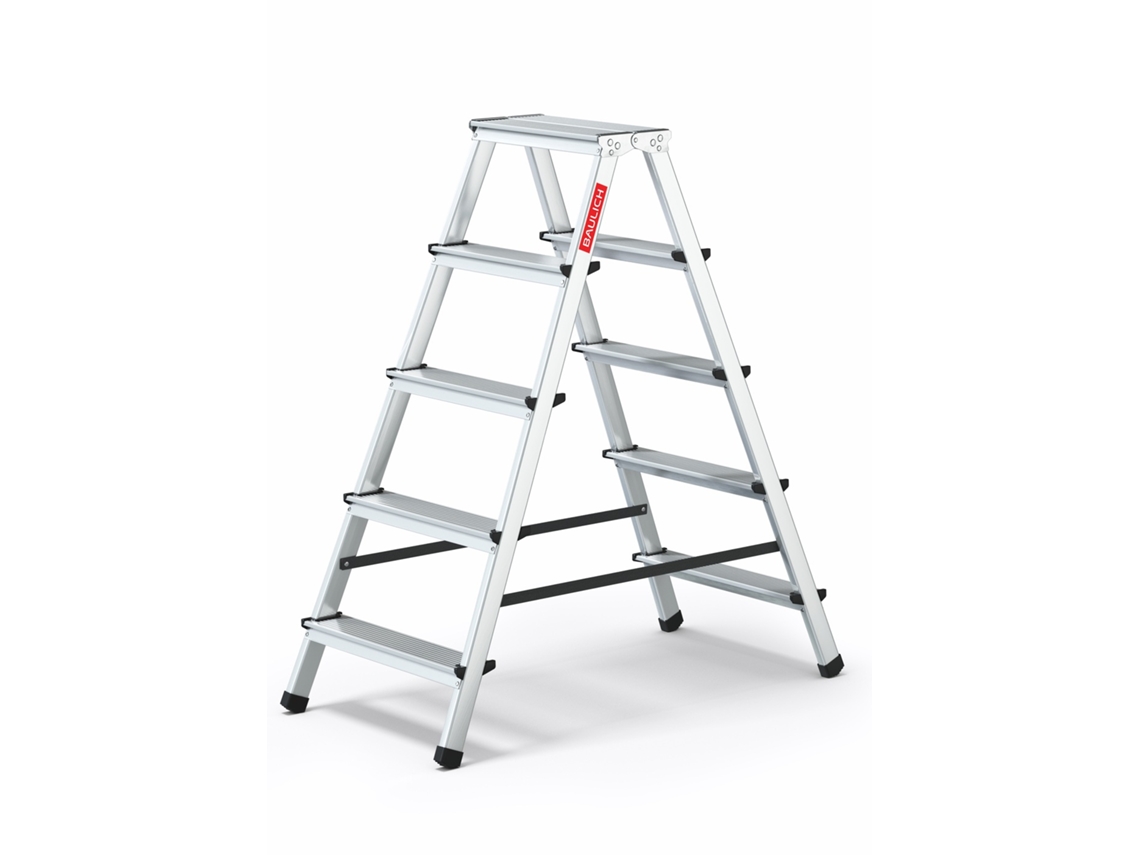 Escalera Plegable De Aluminio, 5 Peldaños, 2x5, Doble Cara, Para Uso Doméstico, Baulich