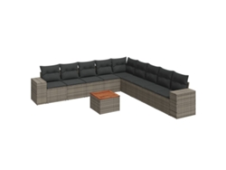 Maison Exclusive - Set De Sofás De Jardín 10 Pzas Con Cojines Ratán Sintético Gris