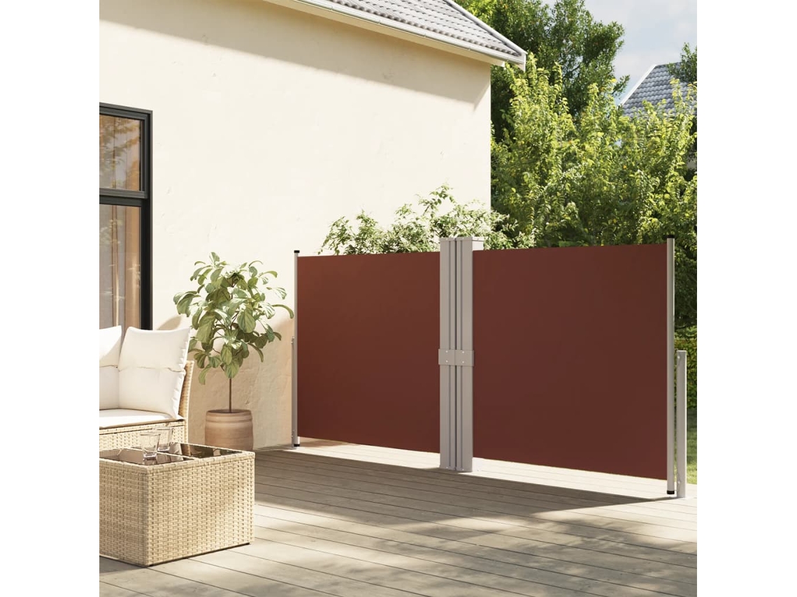 Toldo Exterior | Toldo Parasol | Toldo Lateral Retráctil Marrón 140x1200 Cm Wsd622934