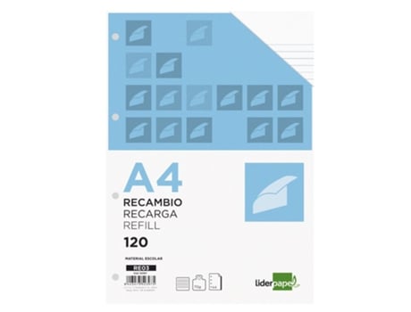 Recarga de Hojas LIDERPAPEL Faixas coloridas 120 Hojas (A4)