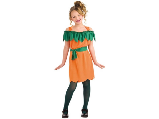 Disfraz de Niña DISFRAZZES Calabaza Con Hojas Verde Y Naranja (Talla: 3 a 4 años)