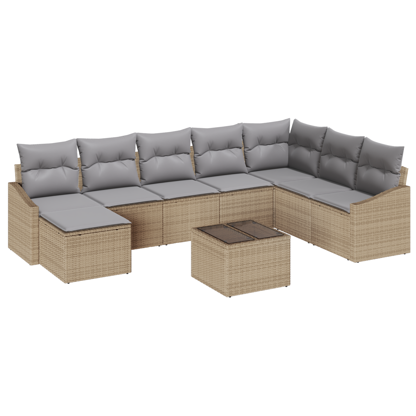 Conjunto de comedor de jardín VidaXL de 9 plazas con cojines, ratán negro