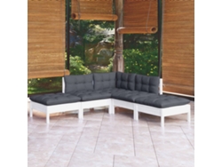 Conjunto de muebles de jardín con cojines de pino blanco, Dkd Home Decor