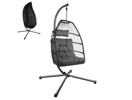 Silla colgante Ariane con estructura y cojín 160kg TECTAKE 107x98x202 cm
