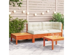Sofá De Jardín | Sofá De Exterior Con Cojines Y Reposapiés Madera Maciza De Pino Wsd122653