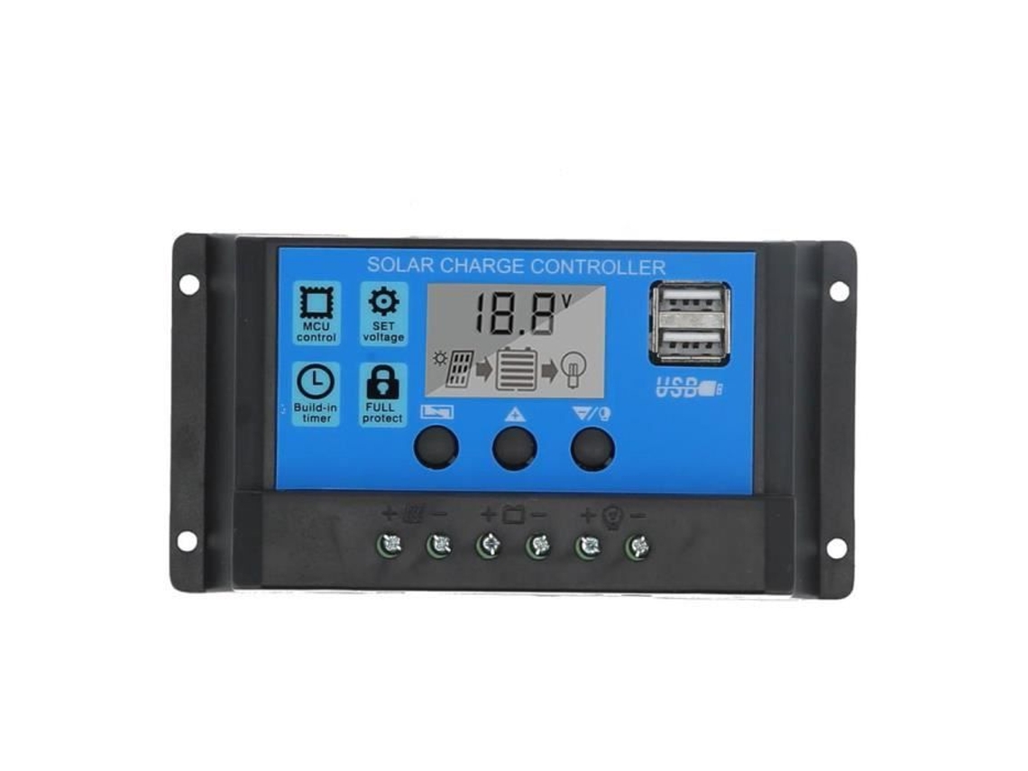 Controlador de carga solar MOS de 2 vías ROM 30A 12V 24V PWM Controlador de panel solar FDIT Regulador de batería de 3 etapas