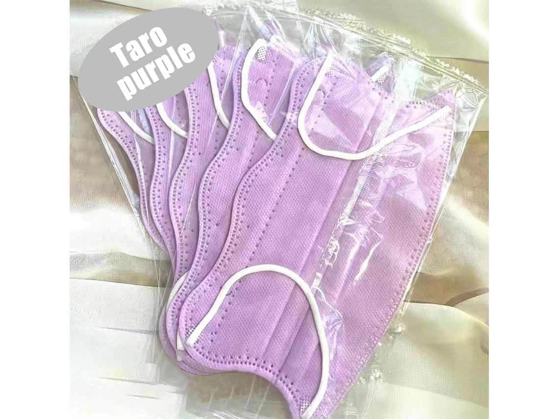 50 protectores bucales desechables en forma de V, envasados individualmente, con diseño de mariposa ondulada.