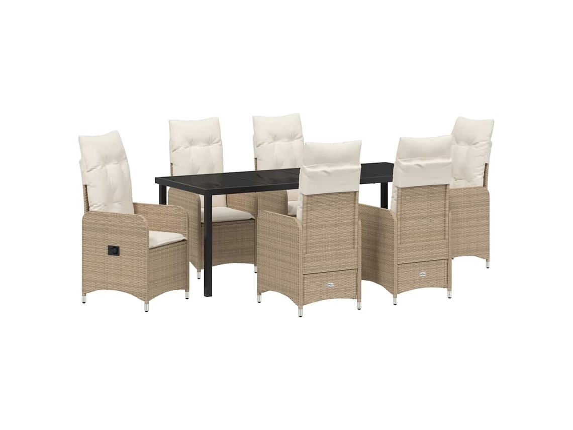 Maison Exclusive - Conjunto De Comedor De Jardín 7 Pcs Beige Ratán Sintético