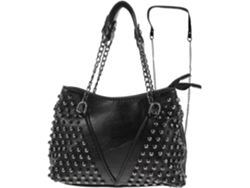 Bolsa De Ombro Com Corrente E Rebites, Bolsa De Couro Pu Preta, Acessório Para Meninas E Jovens.