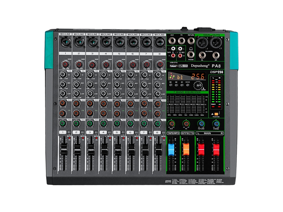 Mezclador de audio, conectividad USB, 256 efectos DSP, Pa8 OEM