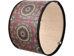 Lámpara colgante resistente con estampado de mandala en bambú tejido, ideal para la decoración de salones de estilo retro.