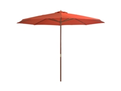 Sombrilla de exterior con mástil de madera, 350 cm, terracota, DKD Home Decor