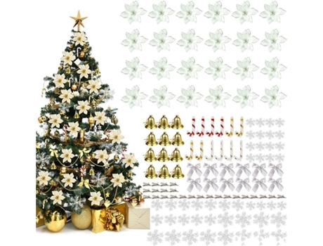 Flor de Navidad Decoración de árbol de Navidad, Colgante de árbol de Navidad de bricolaje, Utilizado para decorar el árbol de Navidad, 120 piezas, ...