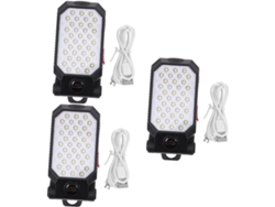 Juego De 3 Luces De Trabajo Led Recargables Con Ganchos Magnéticos, Lámpara De Inspección Portátil