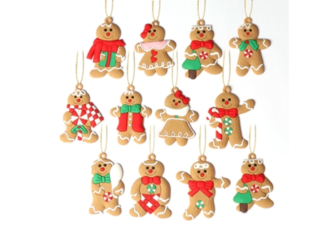 Adornos de hombre de pan de jengibre para árbol de Navidad Figuras de pan de jengibre de plástico surtidos Adornos para decoraciones de árboles de ...