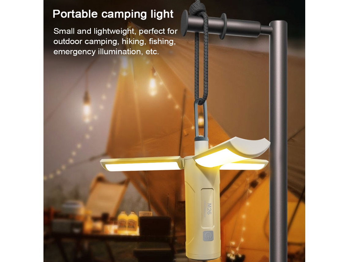 Linterna Led Plegable Para Camping Con Batería Externa, 3 Modos De Luz Regulables, Resistente Al Agua Ipx5 Para Camping, Senderismo Y Pesca.