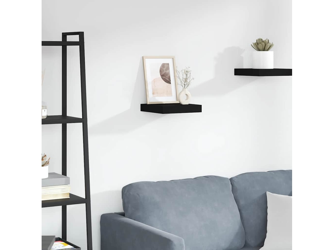 Estante Flotante De Pared | Estante Flotante | Estantería Pared Mdf Negro 23x23,5x3,8 Cm