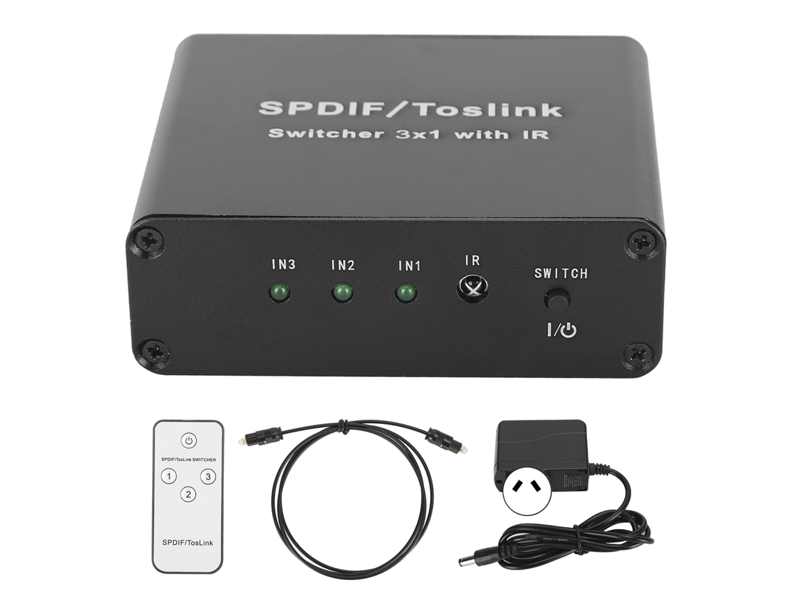 Conmutador Spdif Para Toslink 3x1 Con Control Remoto, 3 Entradas Y 1 Salida, Enchufe Au De 100v-240v