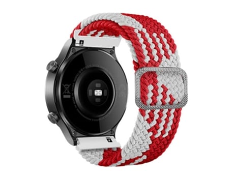 Correa de nailon 22mm con hebilla para Samsung Galaxy Watch3 45mm/Huami Amazfit Pace/Stratos - rojo/blanco