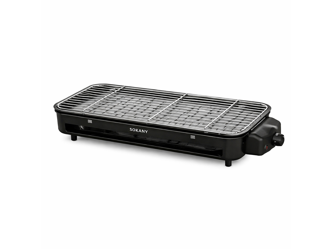 Parrilla eléctrica 2 en 1 con rejilla de acero inoxidable de 1500 W Sokany SK-6112, color negro