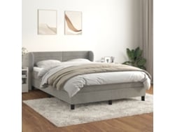 Cama Box Spring Con Colchón Terciopelo Gris Claro 140x200 Cm