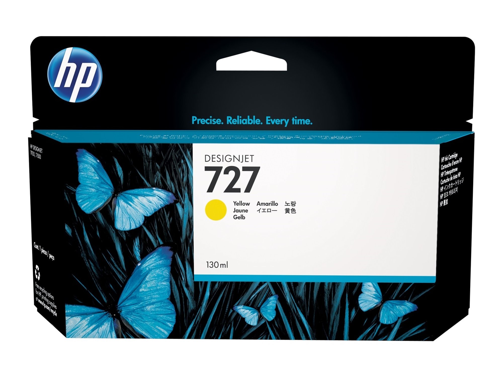 Cartucho de Tinta Original HP 727 de 130 Ml B3P21A  Amarillo  para DesignJet T1500, T1530, T2500, T2530, T920, T930