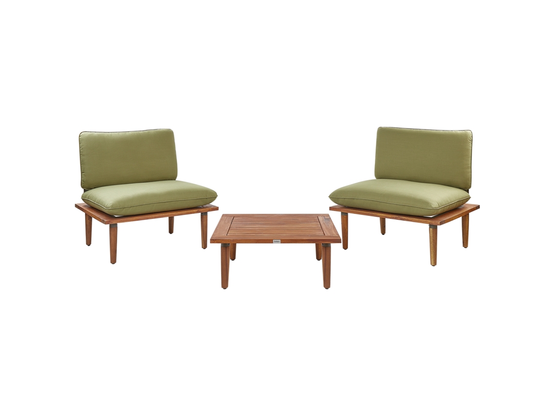 Conjunto de Jardín Con Mesa BELIANI Frascati de Madera de Acacia Con Certificado FSC Verde 80X70X75