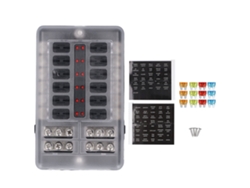 Panel De Fusibles De 12 Vías Con Indicador Led Y Tapa Impermeable Para Coche Camión Barco Rv Remolque Dc12v 24v