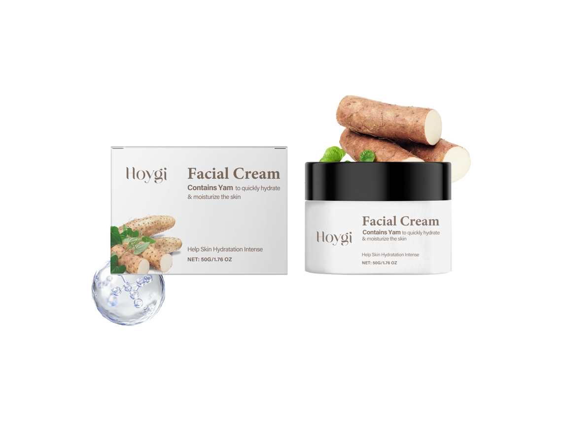 Crema hidratante facial de ñame con extracto de ñame silvestre y caracol para una piel suave.