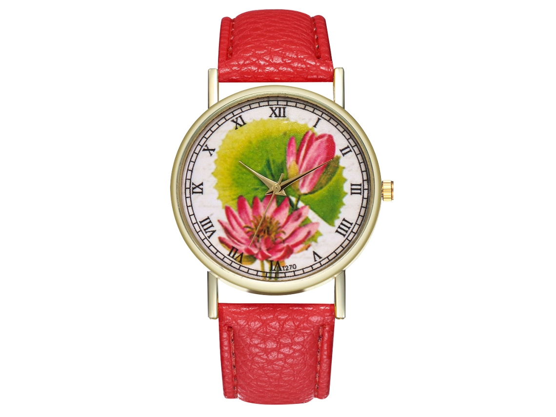 Reloj De Pulsera Analógico De Cuarzo Casual Para Mujer Zhoulianfa, Color Rojo.