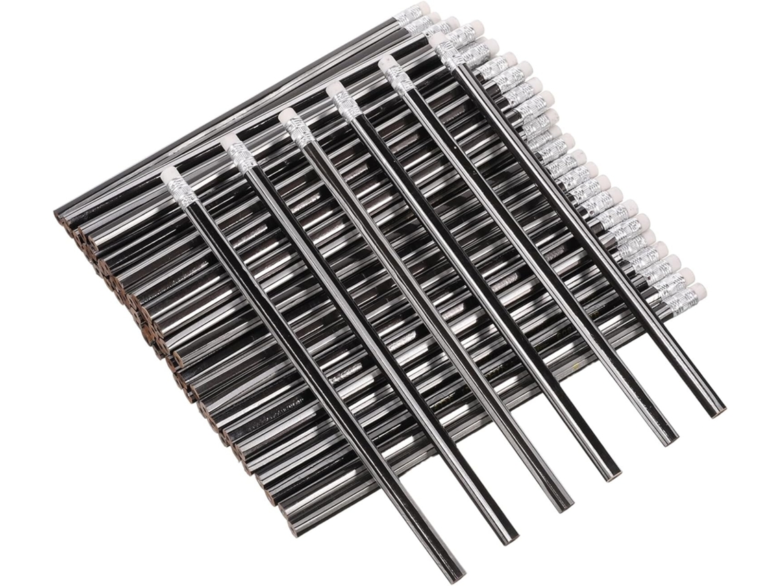 Juego De 80 Lápices De Madera Natural Para Escribir, Color Gris-negro.