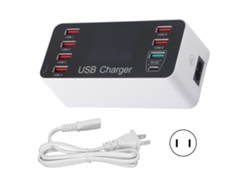 Cargador USB Aetheria de 40 W con 8 puertos QC3.0 de carga rápida USB-C, portátil para viajes, enchufe USB.