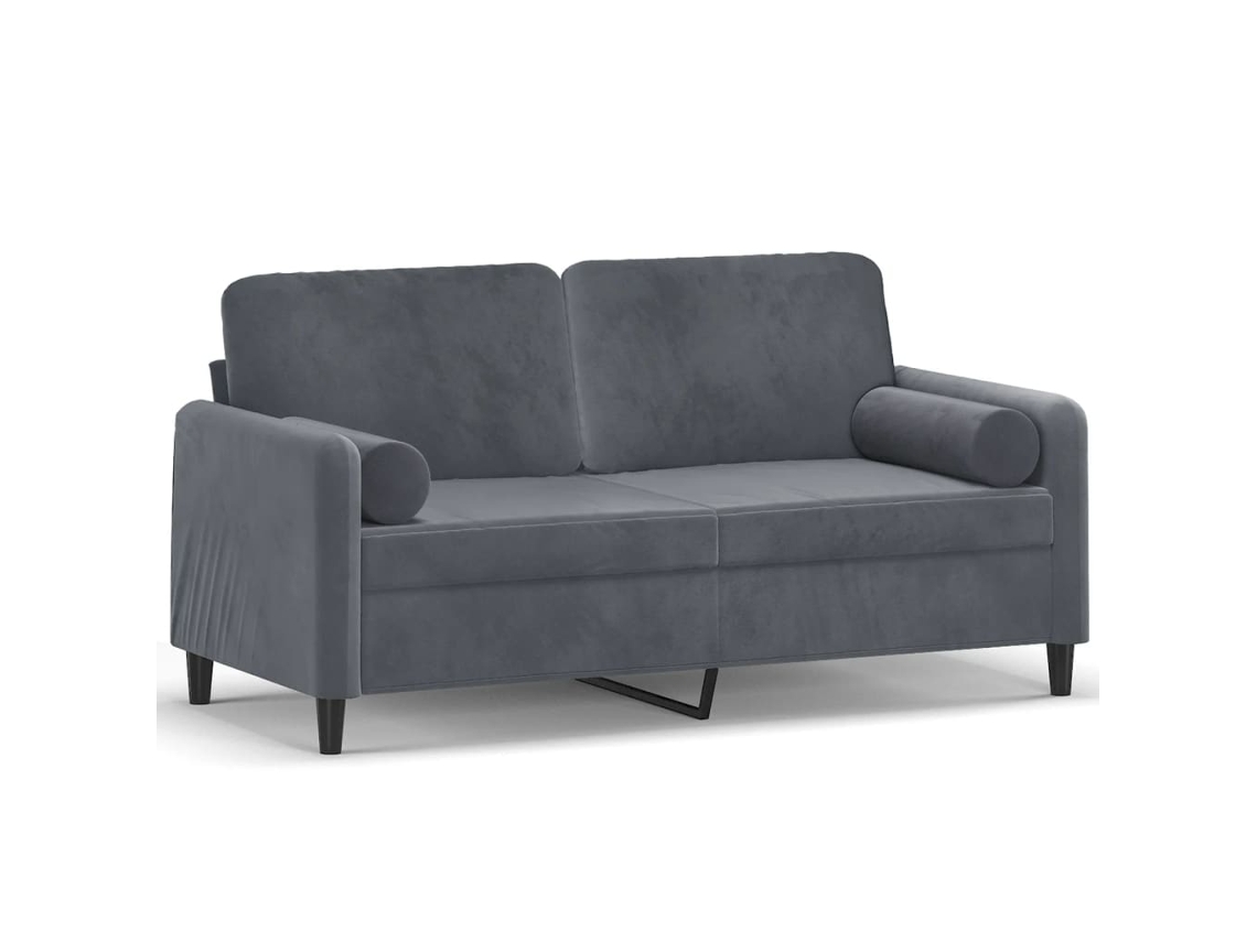 Maison Exclusive - Sofá de 2 plazas con cojines decorativos, 140 cm, terciopelo gris oscuro