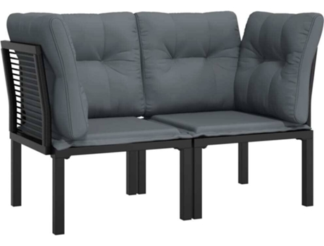 Conjunto 2 Sillones esquina jardín con cojines VIDAXL ratán PE negro y gris