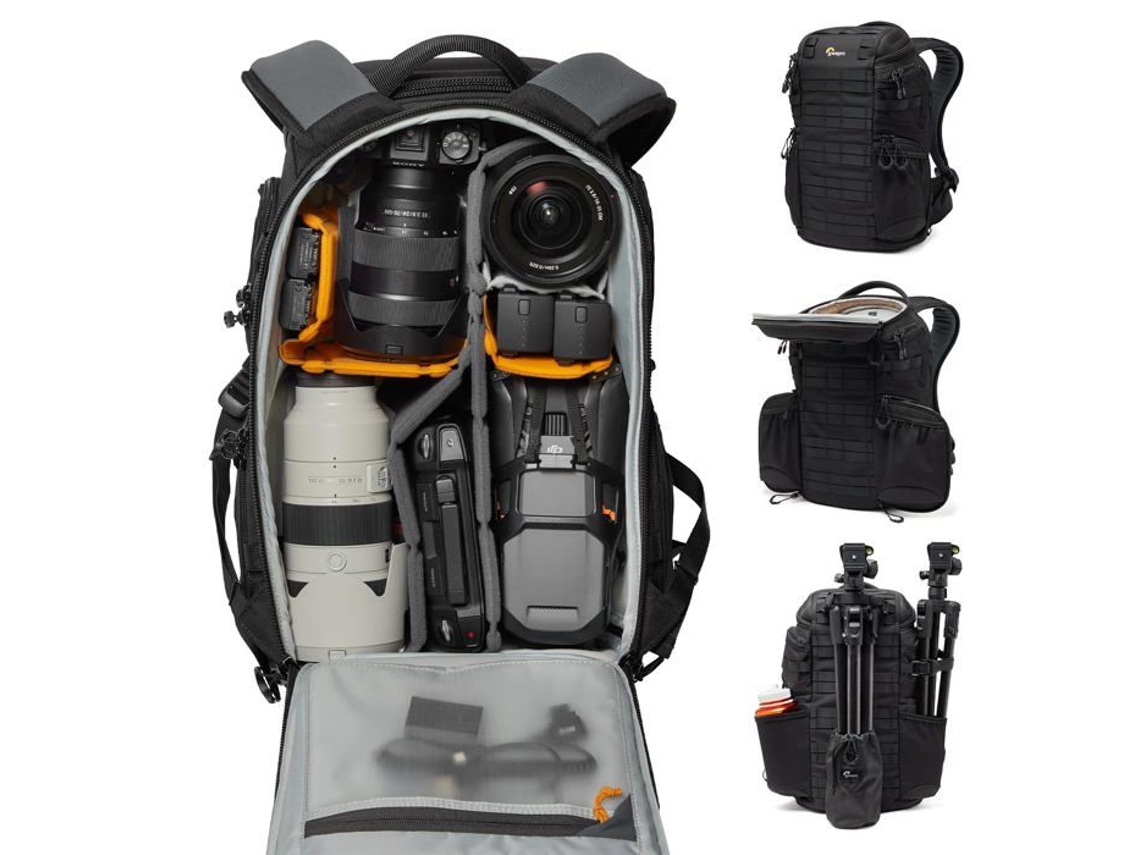 Mochila para cámara Lowepro Protactic BP 350 AW III con 4 puntos de acceso, poliéster negro