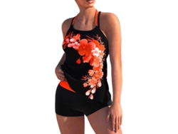 Traje de baño de mujer con estampado floral, color naranja, talla S