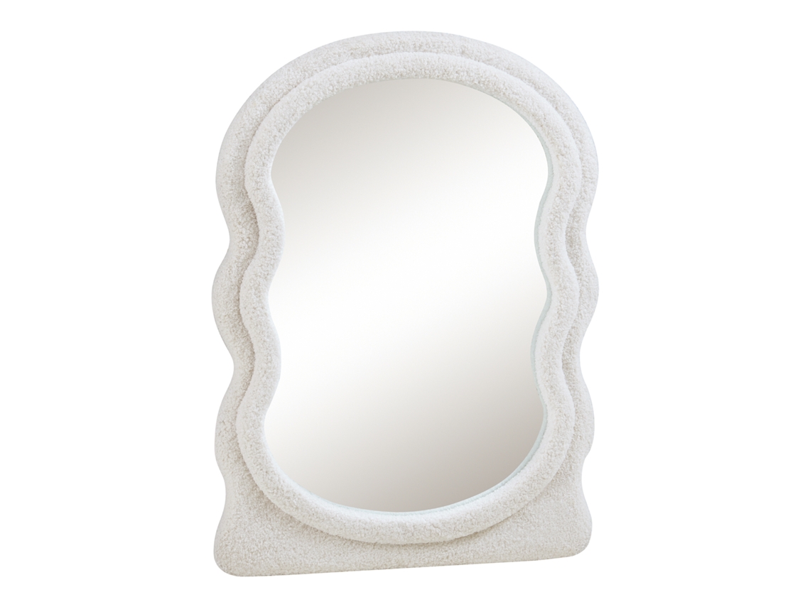 Espejo de pared Brummen 80x60 cm Marco de felpa Blanco [EN.CASA]