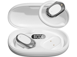 Auriculares Bluetooth con gancho para la oreja, Bluetooth 5.3, resistentes al agua IPX7, estuche de carga inalámbrica, sonido estéreo con bajos potentes, color blanco