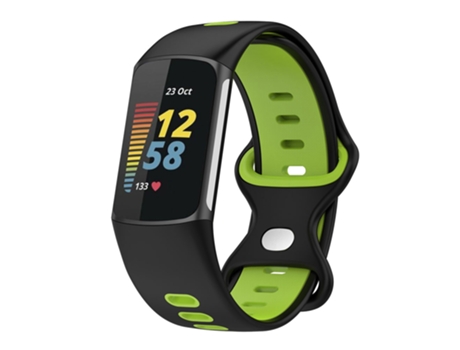 Correa de reloj inteligente para reloj inteligente Fitbit Charge 5, banda de silicona bicolor impermeable deportiva (negro verde)