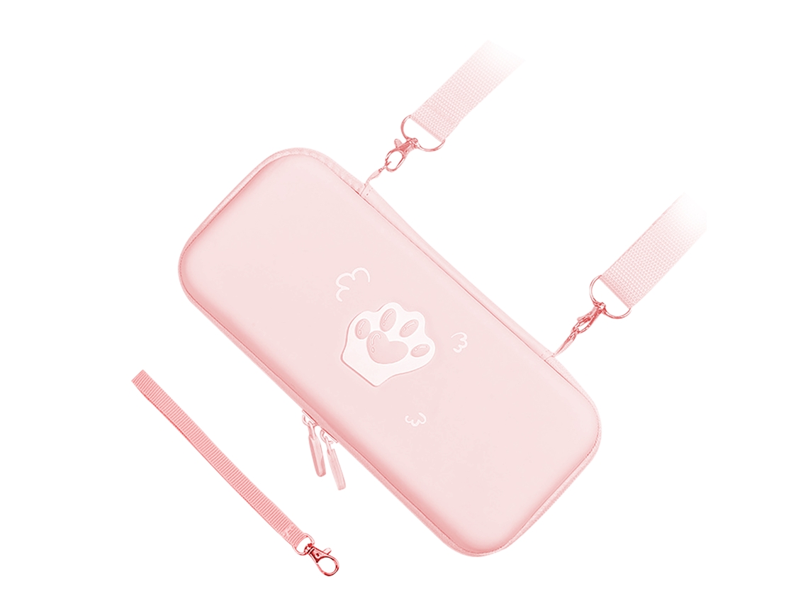 Estuche De Transporte Protector Resistente Con Forma De Patita De Gato Lindo Para Switch Con Correa De Hombro Y Cuerda De Mano