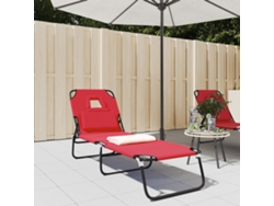 Tumbona plegable HARLANV1 en tela Oxford, acero con recubrimiento de polvo rojo.