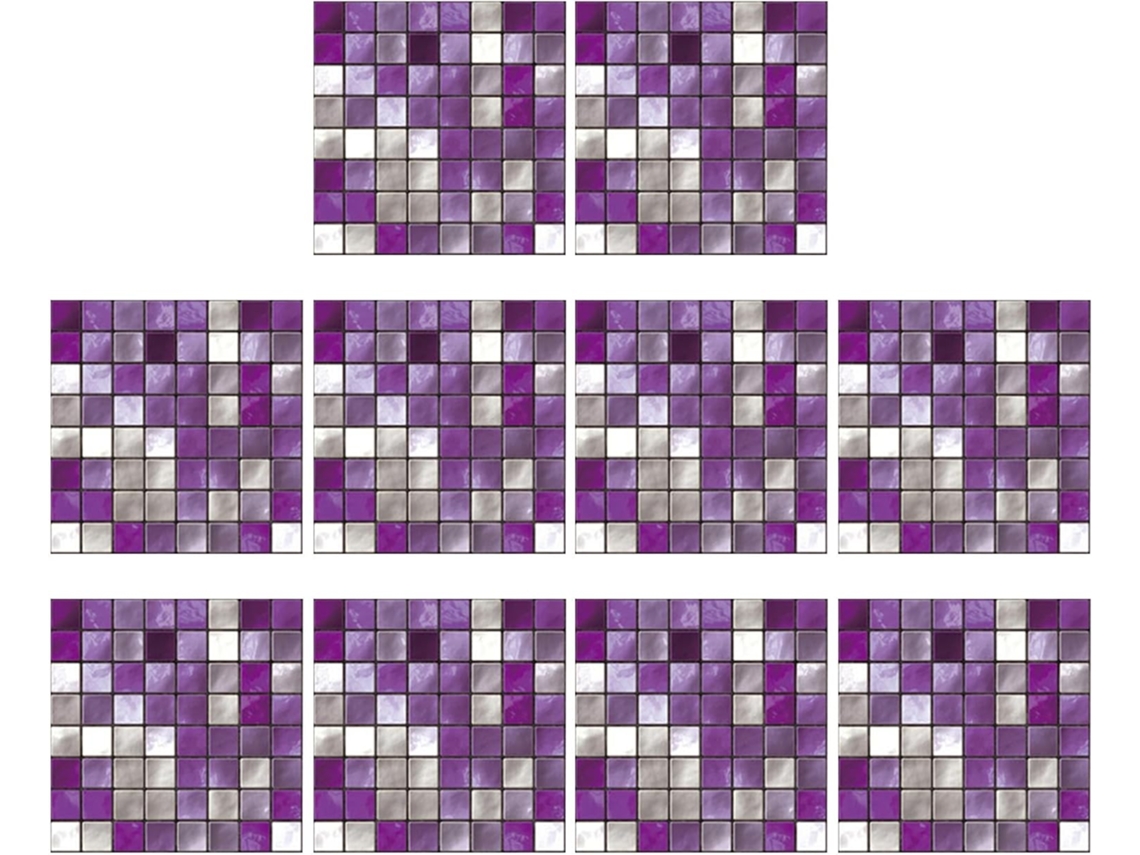 10 Pegatinas Impermeables De Pvc Para Azulejos, Color Morado, Piezas, Estilo