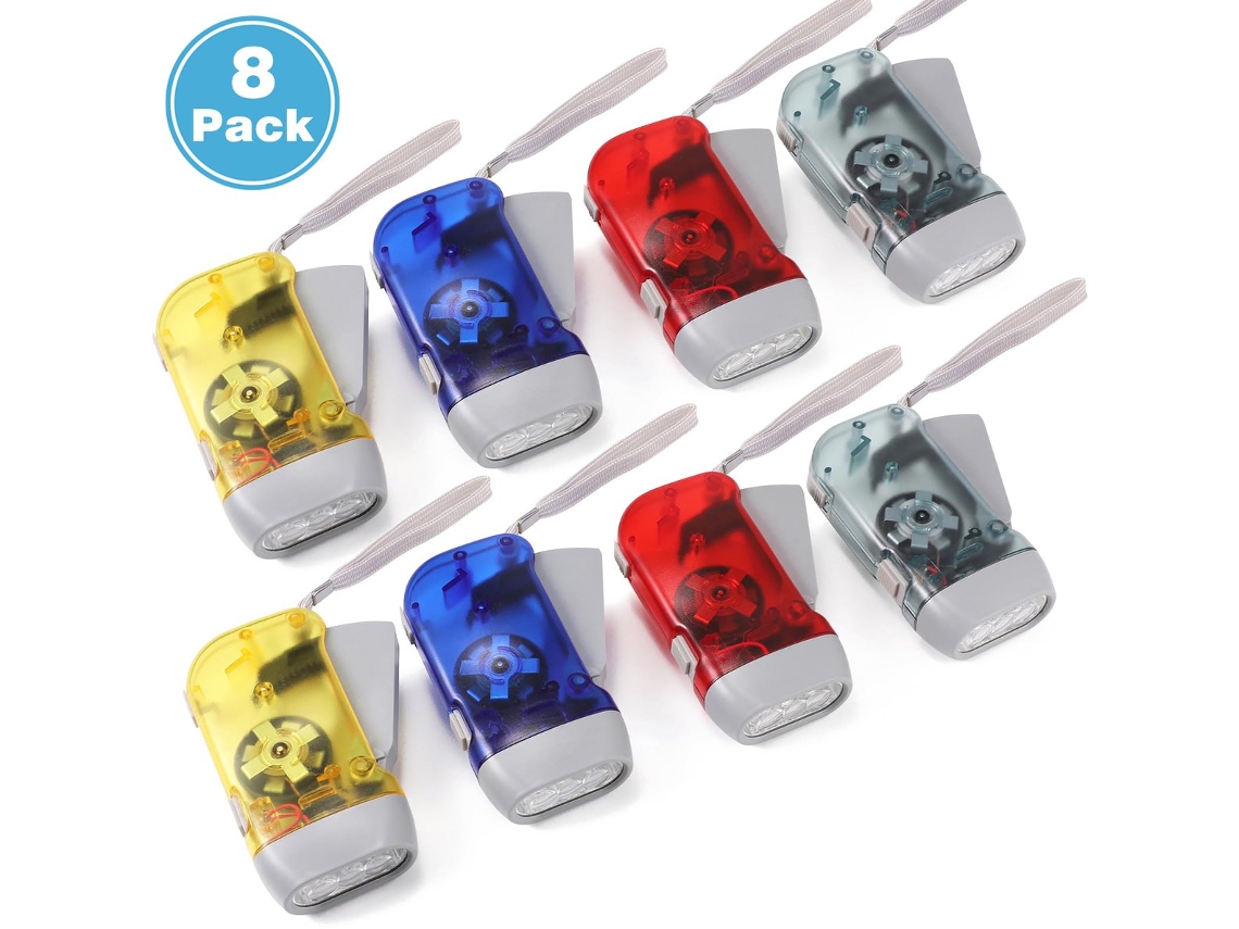 Juego De Linternas Led De Manivela - Recargables, Con Generador Incorporado - Linterna De Cuerda Manual - Sin Pilas - Paquete De 8