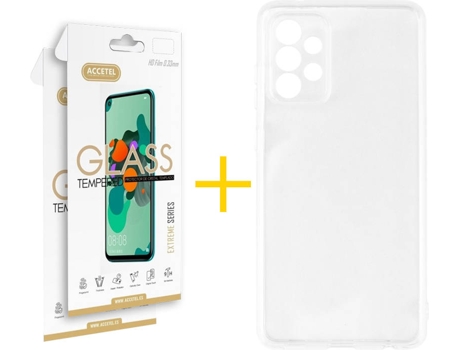 Carcasa y 2 Protectores de Pantalla de Vidrio Samsung A72 5G ACCETEL Silicona Líquida Transparente