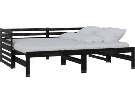 Sofá cama VIDAXL Negro Madera (203.5x185x68.5 cm)