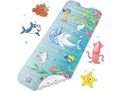 Alfombrilla De Baño Antideslizante De 100x40 Cm Con 200 Ventosas, De Pvc, Libre De Bpa, Con Estampado De Animales Marinos.